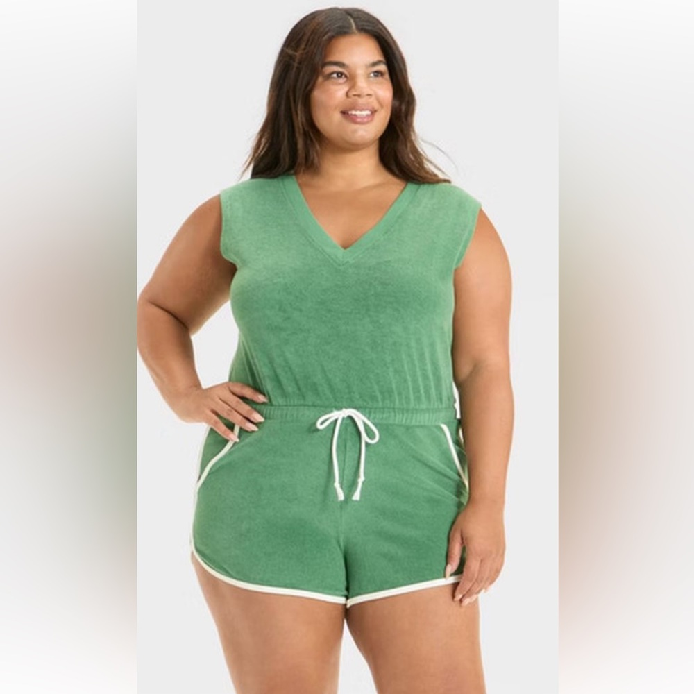 Universal Thread Green Terry Cloth Shorts Romper NWT Size XL